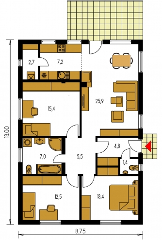 Plan de sol du rez-de-chaussée - BUNGALOW 142